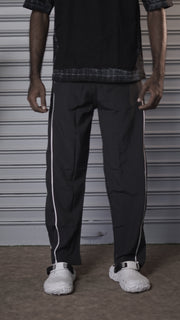 Men's Streetwear Relaxed NS Piping Jogger Pants - Black